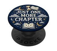 Just One More Chapter Book Lover Librarian Bookish Navy Blue PopSockets Adhesive PopGrip