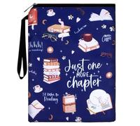 Just One More Chapter Book Sleeve - 11 x 8.5 Inch Zipper Book Cover with Front Pocket - Protective Pouch for Paperbacks - Travel Storage Case for Readers Students and Literature Lovers