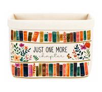 Just One More Chapter Book Storage Basket, Book Lover Gifts for Women | Canvas Books Organizer, Creative Bread Basket, Bookish Gifts for Reader & Colleagues, Desk Decor for Office, Bedroom & Home