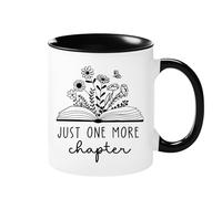 Just One More Chapter Book Themed Coffee Mug, Reader Librarians Books Lovers Gift, 11 oz Ceramic Coffee Water Cup for Reading Woman Man Book Club Friends Bookish Items