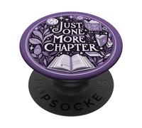 Just One More Chapter Bookish Book Reading Botanical Purple PopSockets Adhesive PopGrip