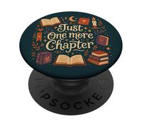 Just One More Chapter Bookish Book Reading Petrol Blue PopSockets Adhesive PopGrip