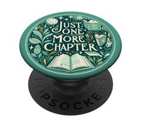 Just One More Chapter Bookish Reading Green Teal Book Lover PopSockets Adhesive PopGrip