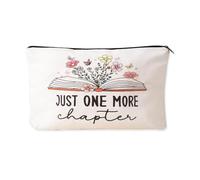 Just One More Chapter Canvas Makeup Bag, Book Lover Gifts Cosmetic Bags, Double-Sided Printing Small Make up Bag Book Gifts for Reading Bookish Lovers Bookworm
