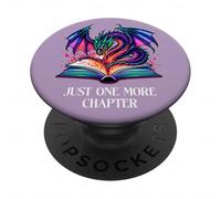 Just One More Chapter Fantasy Book Dragon Purple Reading PopSockets Adhesive PopGrip