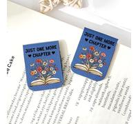 JUST ONE More Chapter - Magnetic Leather Bookmark with Flower, Leather Magnetic Bookmarks for Women, Magnetic Bookmark Holder, Christmas Birthday Gifts for Book Lovers (S1(Dark Blue))