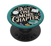 Just one more chapter night readers, green teal bookworms PopSockets Adhesive PopGrip