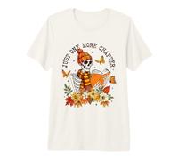 Just One More Chapter Skeleton Reader Fall Book Lover Autumn Premium T-Shirt