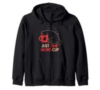 Just One More Cup - Coffee Addict Cat Lover Funny Cute - TFS Zip Hoodie