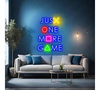 Just One More Game Neon Sign for Bedroom Wall Decor,Acrylic Material LED Gaming Lights Gaming Accessories with Dimmable Switch and Hanging Chain for Teens Boys Men Father Gamers Lovers Gifts