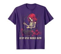 Just One More Row Crochet Skeleton Crocheting Knitting Lover T-Shirt, Men, Purple, Large