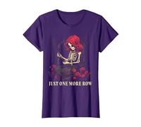 Just One More Row Crochet Skeleton Crocheting Knitting Lover T-Shirt, Women, Purple, Medium