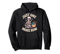 Just One More Row Skeleton Knitter Halloween Funny Crafting Pullover Hoodie