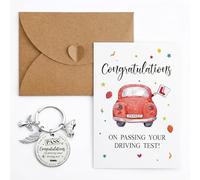 Just Passed Driving Test Gifts, Congratulation On Passing Your Driving Test Keyring with Greeting Card, Stainless Steel Car Pendant Drive Safe Keepsake for New Driver, Learner Driver, Birthday Gift