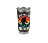 Just Passing Through Bigfoot Funny Retro Sasquatch Stainless Steel Insulated Tumbler