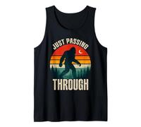 Just Passing Through Bigfoot Funny Retro Sasquatch Tank Top