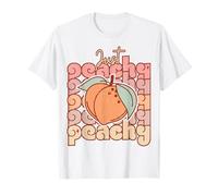 Just Peachy Retro 70s Hippie Summer Vibes Groovy Funny Peach T-Shirt