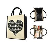 Just Perfect Wines Love Dogs Shopping Bag with Removable Divider - Jute Juco Cotton