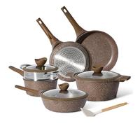 Just Perfecto Induction Pan Set of 12 Piece Pots & Pans Set with Lids - Aluminium Non-Stick Coating Deep Frying Pan with Lid Cookware Set