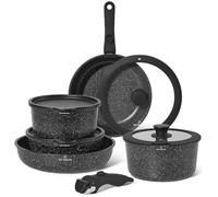 Just Perfecto Nonstick Cookware Set with Removable Handle, Cookware with Lids for All Types of Cookers and Oven, Stock Pot Oven Safe, PFOA Free (11pcs Black)