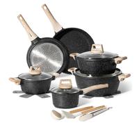 Just Perfecto Pots and Pans Sets Non Stick, Induction Hob Pan Set of 15 pcs, Saucepan Set, Non Stick Frying Pan Set with Lid Stock Pot, Deep Frying