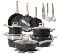 Just Perfecto pots and Pans Sets Non Stick, Induction hob pan Set, Saucepan Set, Non Stick Frying pan Set with lid Stock Pot, deep Frying pan, pots and Pans Set Granite cookware Set (21 Pcs Black)