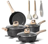 Just Perfecto pots and Pans Sets Non Stick, Induction hob pan Set, Saucepan Set, Non Stick Frying pan Set with lid Stock Pot, deep Frying pan, pots and Pans Set cookware Set (13 pcs Black)