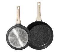 Just Perfecto Set of 2 Frying Pans 20/24 cm Suitable for Induction Cookers, Non-Stick Coating PFAS and PFOA Free, High Quality Stainless Steel, Thermo-Insulated Handles