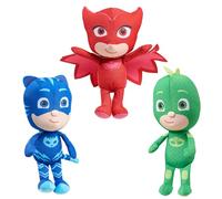 Just Play PJ Masks Mini Plush Asst, 3 Pack Bundle- Includes Catboy, Owlette & Gekko, Kids Toys for Ages 3 Up