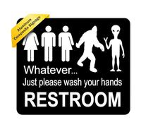 Just Please Wash Your Hands Bathroom Sign | Bigfoot Alien Funny Signs - Inclusive Decor - Door & Wall Restroom Signs - 8.5"x10"