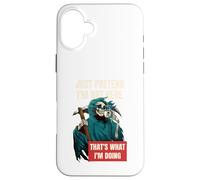 Just Pretend I’m Not Here Fun Grim Reaper Dark Humour Coffee Case for iPhone 16 Plus
