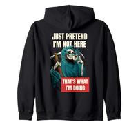 Just Pretend I’m Not Here Fun Grim Reaper Dark Humour Coffee Zip Hoodie