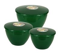 Just Pudding Basins 3 Larger Bowl Sizes and Lids in 1 Set, 1x 1.5 pint (850ml), 1x 2 pint (1.14lt), 1x 3 pint (1.71lt) Emerald