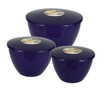 Just Pudding Basins 3 Larger Bowl Sizes and Lids in 1 Set, 1x 1.5 pint (850ml), 1x 2 pint (1.14lt), 1x 3 pint (1.71lt) Purple