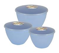 Just Pudding Basins 3 Larger Bowl Sizes and Lids in 1 Set, 1x 1.5pt (850ml), 1x 2pt 1.14lt, 1x 3 pint (1.71lt) (Sky Blue)