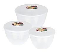 Just Pudding Basins 3 Larger Clear Pudding Basin Bowl Sizes and Lids in 1 Set, 1x 1.5 Pint (850ml), 1x 2 Pint (1.14lt), 1x 3 Pint (1.71lt)