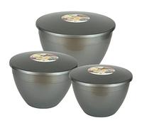 Just Pudding Basins 3 Larger Silver Pudding Basin Bowl Sizes and Lids in 1 Set, 1x 1.5pt (850ml), 1x 2pt (1.14lt), 1x 3pt (1.71lt)