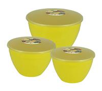 Just Pudding Basins 3 Larger Steaming Bowl Sizes and Lids in 1 Set, 1x 1.5 pint (850ml), 1x 2pt (1.14lt), 1x 3pt (1.71lt) Yellow