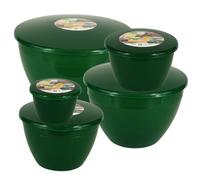 Just Pudding Basins Emerald Green Space Saving Set of Plastic Steam Pudding Bowls and Lids 5 Popular Sizes Up to 3 Pints