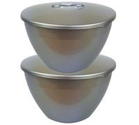 Just Pudding Basins Extra Large Size 4 Pint Steam Pudding Bowls With Lids Silver - 4Pt - 2Pk