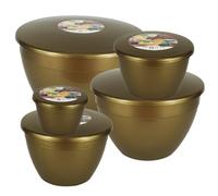 Just Pudding Basins Gold Space Saving Set of Plastic Steam Pudding Bowls and Lids 5 Popular Sizes Up to 3 Pints