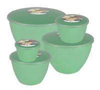 Just Pudding Basins Green Space Saving Set of Plastic Steam Pudding Bowls and Lids 5 Popular Sizes Up to 3 Pints