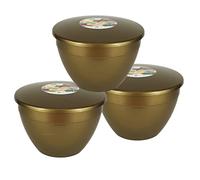 Just Pudding Basins Multipack Gold Coloured 2-Pint 1.14lt Basin and Lid (3 Pack)