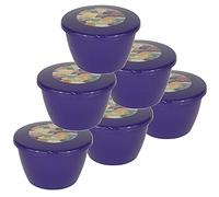 Just Pudding Basins Pack of 6 Plastic Pudding Basins and Lid 1/2 Pint Purple Food Safe Steaming Bowls