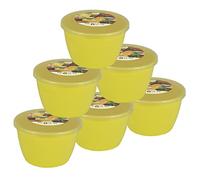 Just Pudding Basins Pastel Colours 1/2 Pint 0.5pt Basin and Clear Lid Pack of 6 Plastic Steaming Bowls Primrose Yellow (Yellow)
