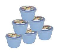 Just Pudding Basins Pastel Colours 1/4 Pint Small Basin and Clear Lid 0.25pt Pack of 6 Plastic Steaming Bowls (Blue)