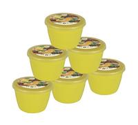 Just Pudding Basins Pastel Colours 1/4 Pint Small Basin and Clear Lid 0.25pt Pack of 6 Plastic Steaming Bowls (Yellow)