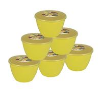 Just Pudding Basins Pastel Colours Yellow 1 Pint Basin and Clear Lid Pack of 6 Plastic Pudding Steaming Bowls