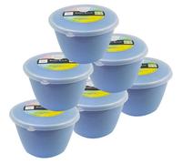 Just Pudding Basins Small 1/2 Pint Steaming Pudding Bowls With Lids Blue - 0.5Pt - 6Pk