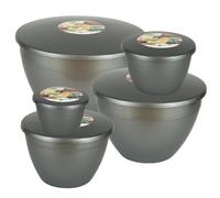 Just Pudding Basins Steaming Set of 5 Plastic Lidded Bowls for Puddings, Microwaveable Nesting Kitchen Containers for Baking and Food Storage, Assorted Sizes Up to 3 Pints
